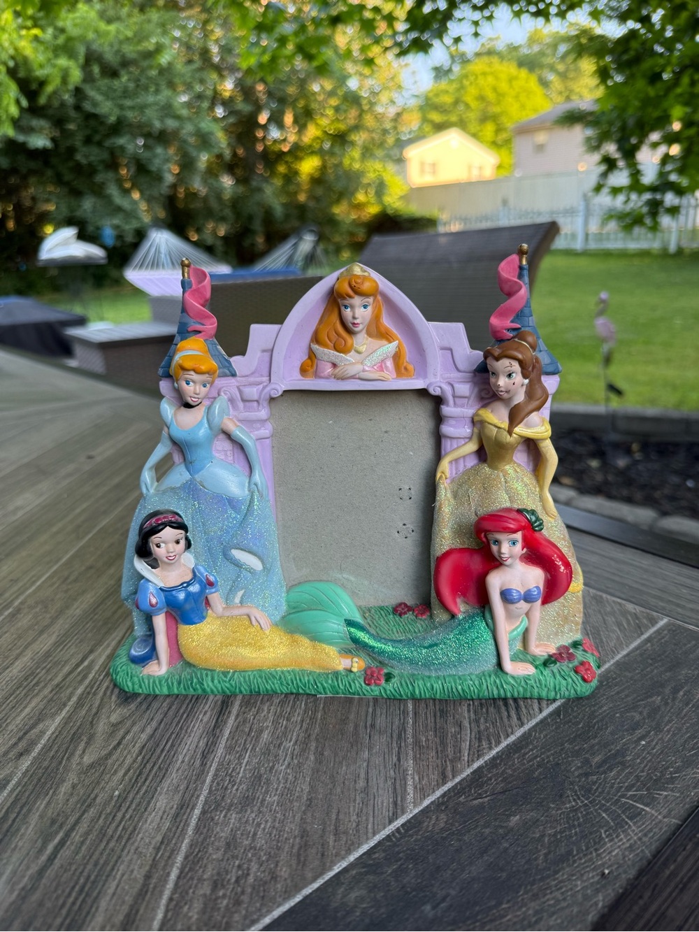 Vintage Disney Princess Picture Frame with Cinderella, Ariel, Belle & Aurora
